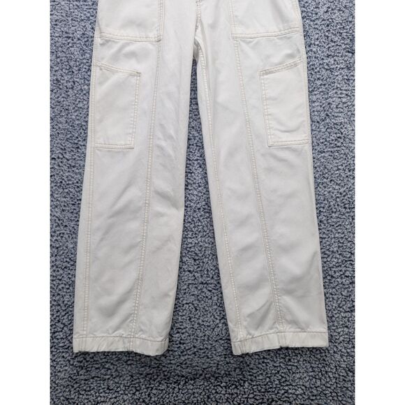 Abercrombie Fitch High Rise Wide Leg Cargo Pants Size 26 Boho Y2K Barrel White - Picture 4 of 13